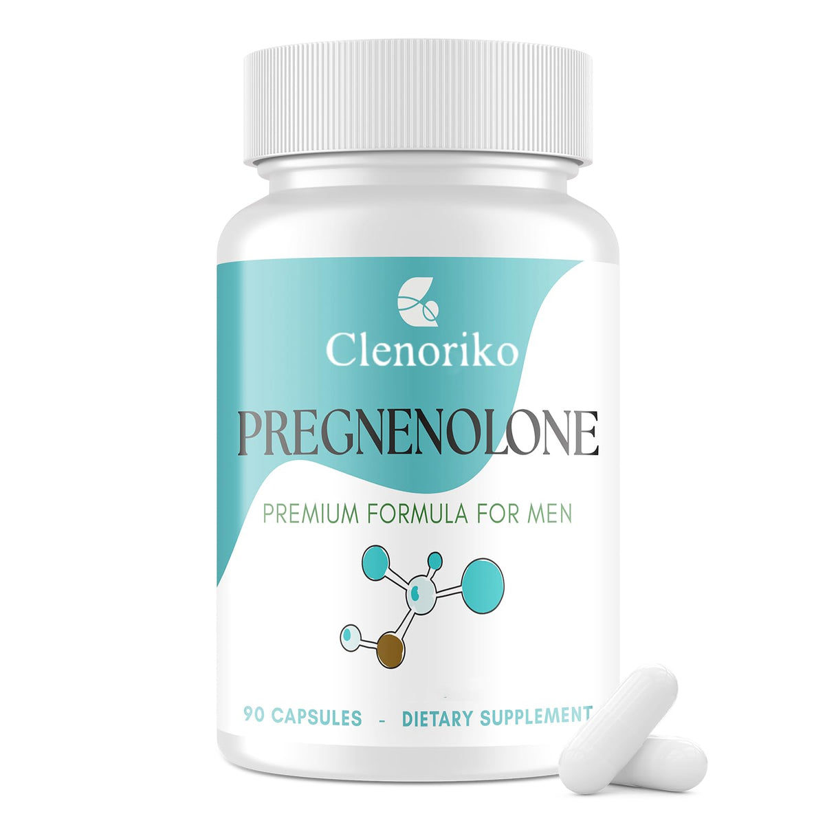 Flacon Clenoriko contenant 90 capsules végétales de Pregnénolone 50mg DHEA 25mg