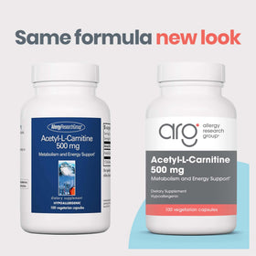 Flacon d'Acétyl L-Carnitine 500 mg, vue latérale