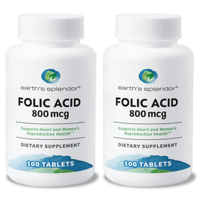 Flacon d'acide folique Earth's Splendor 800 mcg vue de face