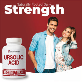 Flacon d'Acide Ursolique Immortal Herbs avec arrière-plan naturel