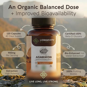 Flacon d'Agarikon 900mg avec étiquette visible
