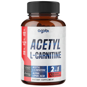 Flacon d'agobi Acetyl L-Carnitine 1500mg, vue avant avec étiquette