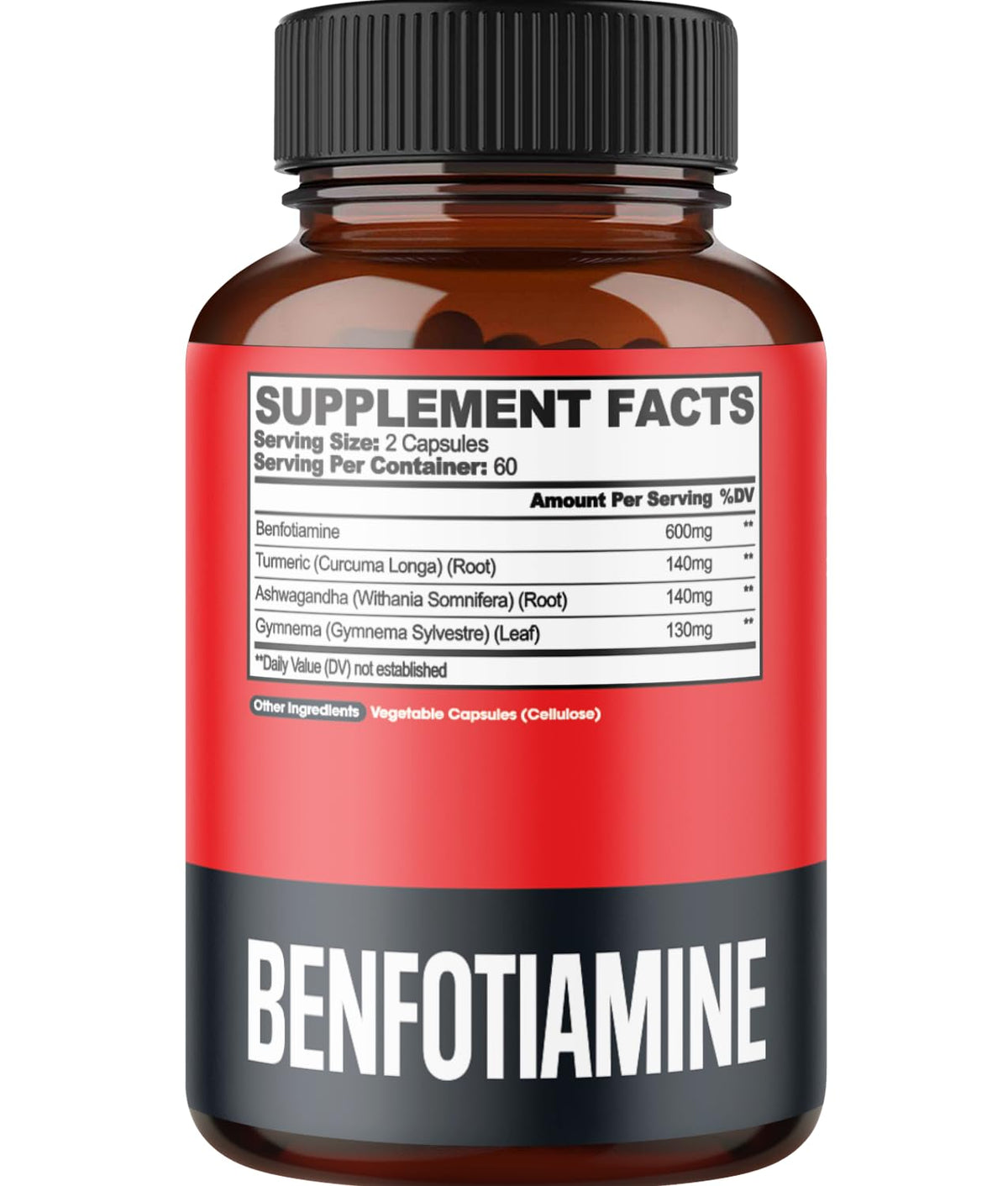 Flacon d'agobi Benfotiamine avec des ingrédients naturels
