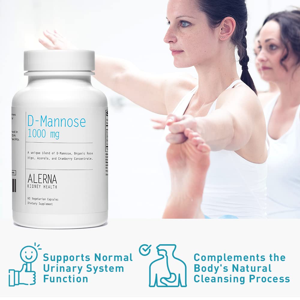 Flacon d'Alerna D-Mannose 1000 mg avec étiquette claire