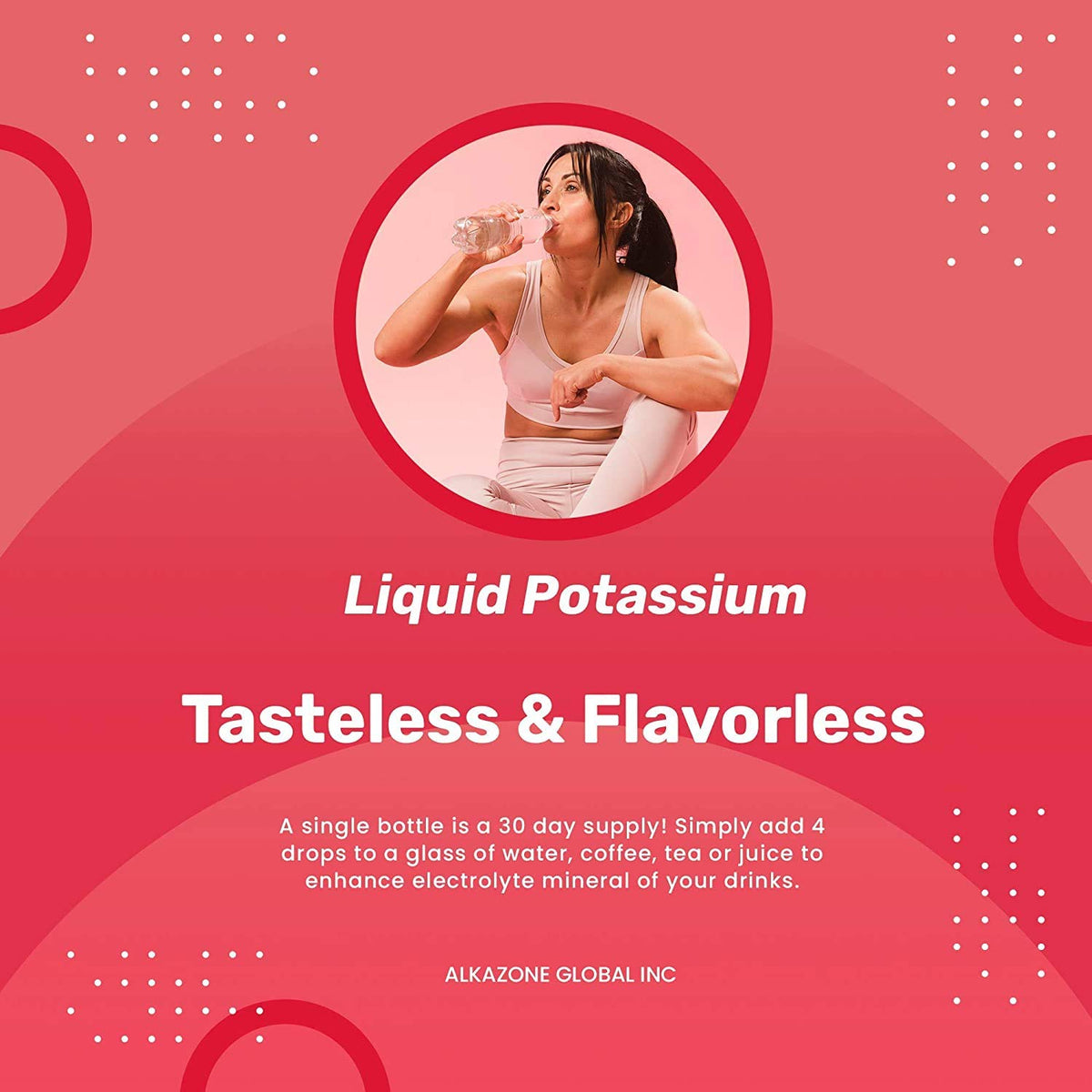Flacon d'Alkazone Potassium+ Liquide 1,25 Oz sur fond blanc
