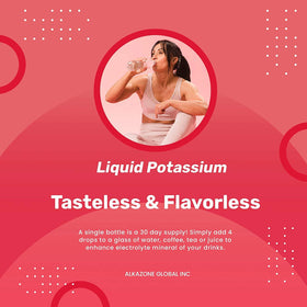 Flacon d'Alkazone Potassium+ Liquide 1,25 Oz sur fond blanc
