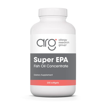 Flacon d'Allergy Research Group Super EPA 720 mg EPA 480 mg DHA 200 gélules vu de face