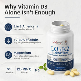 Flacon d'Alliwise Vitamine D3 K2 10000 IU avec étiquette