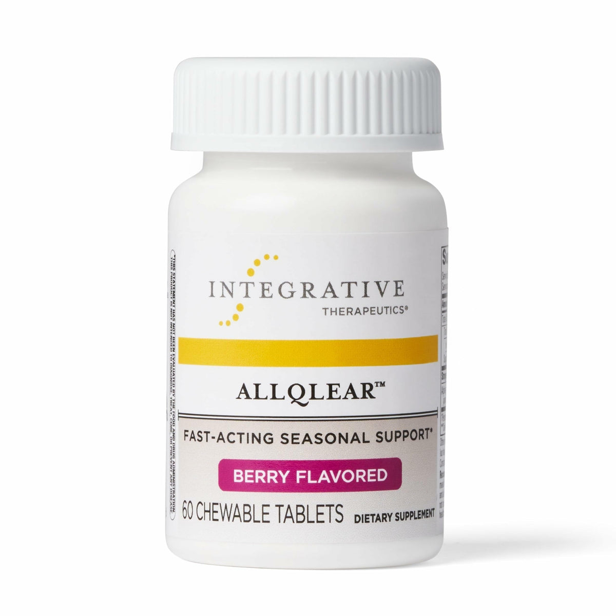 Flacon d'AllQlear d'Integrative Therapeutics avec 60 tablettes à mâcher