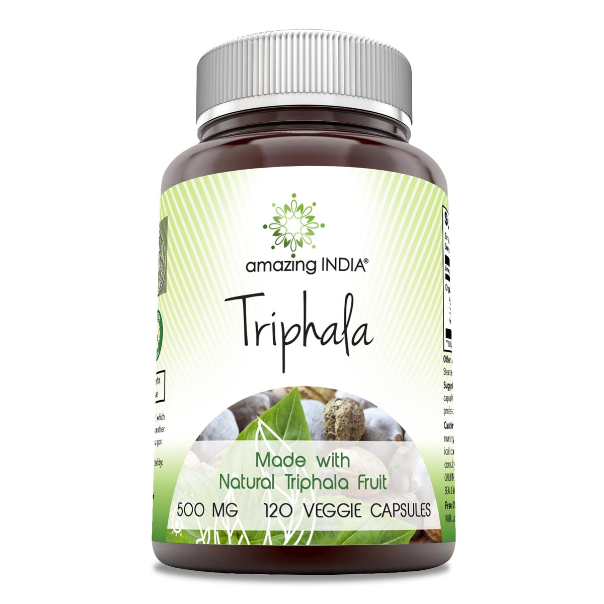 Flacon d'Amazing India Triphala 500 mg avec 120 capsules végétales