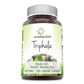 Flacon d'Amazing India Triphala 500 mg avec 120 capsules végétales
