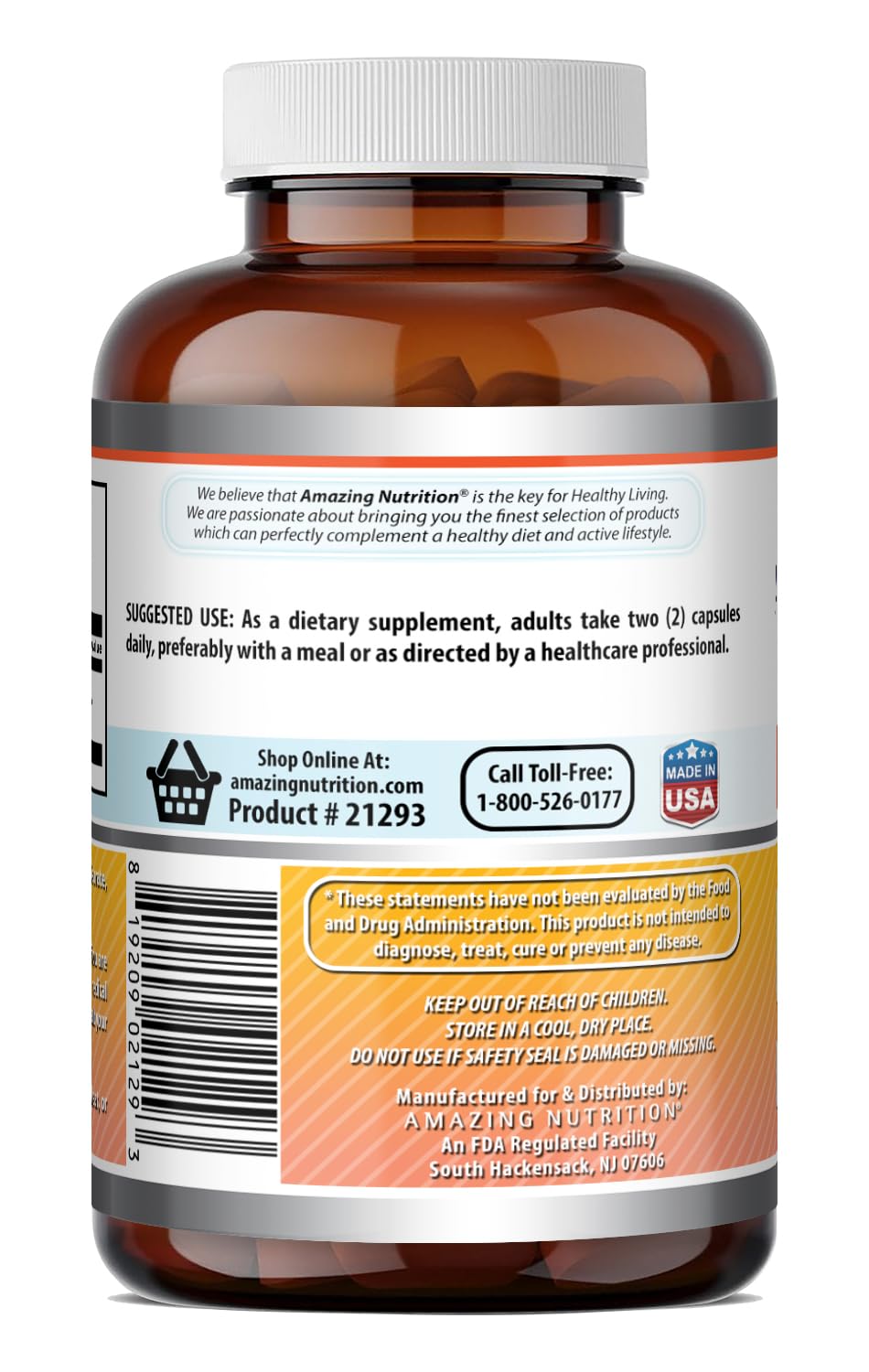 Flacon d'Amazing Nutrition Berberine ouvert avec capsules à l'intérieur
