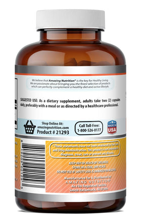 Flacon d'Amazing Nutrition Berberine ouvert avec capsules à l'intérieur