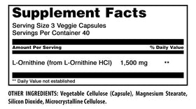 Flacon d'Amazing Nutrition L-Ornithine 1500 mg avec étiquette