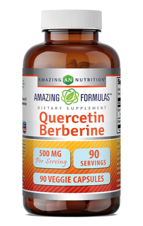 Flacon d'Amazing Nutrition Quercétine et Berbérine 250 mg - 90 capsules végétales