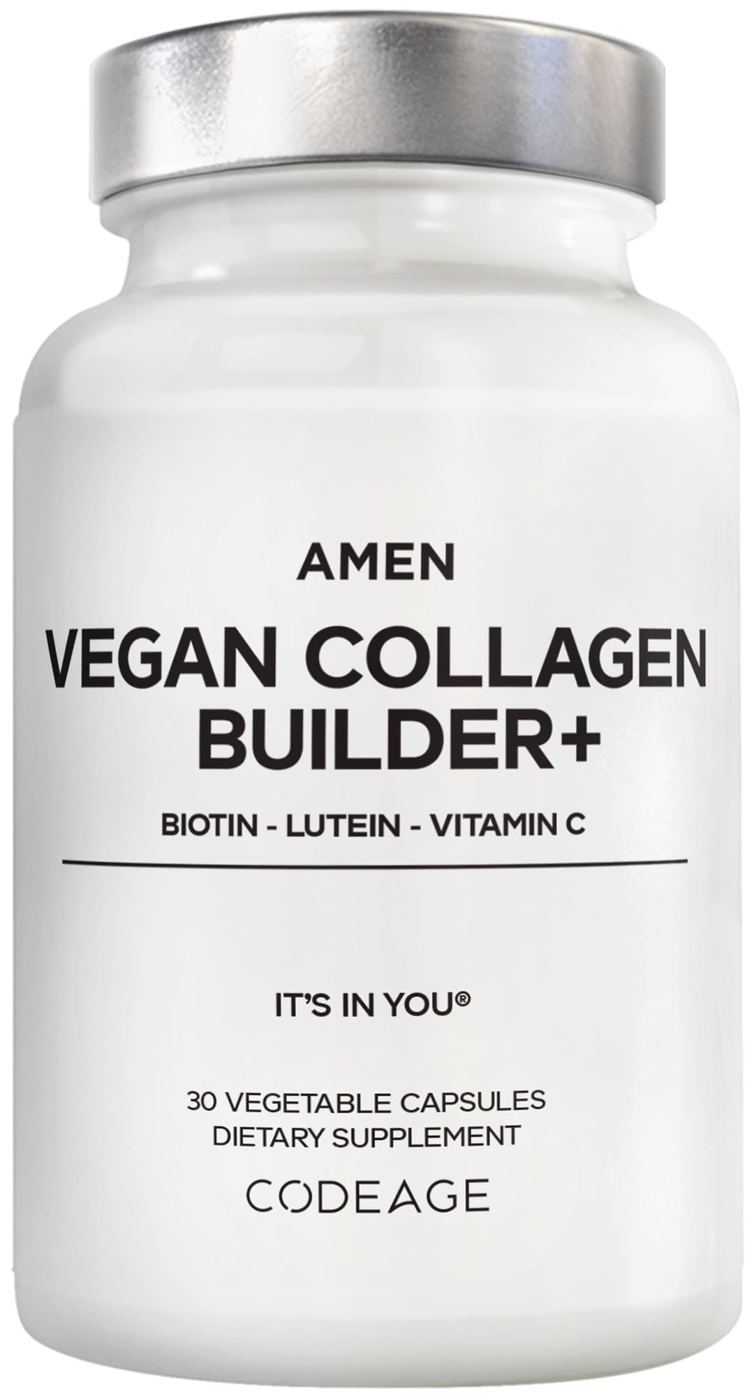 Flacon d'Amen Vegan Collagène 30 capsules vue de face