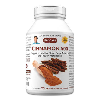 Flacon d'ANDREW LESSMAN Complément Alimentaire Cannelle 400mg 240 Capsules