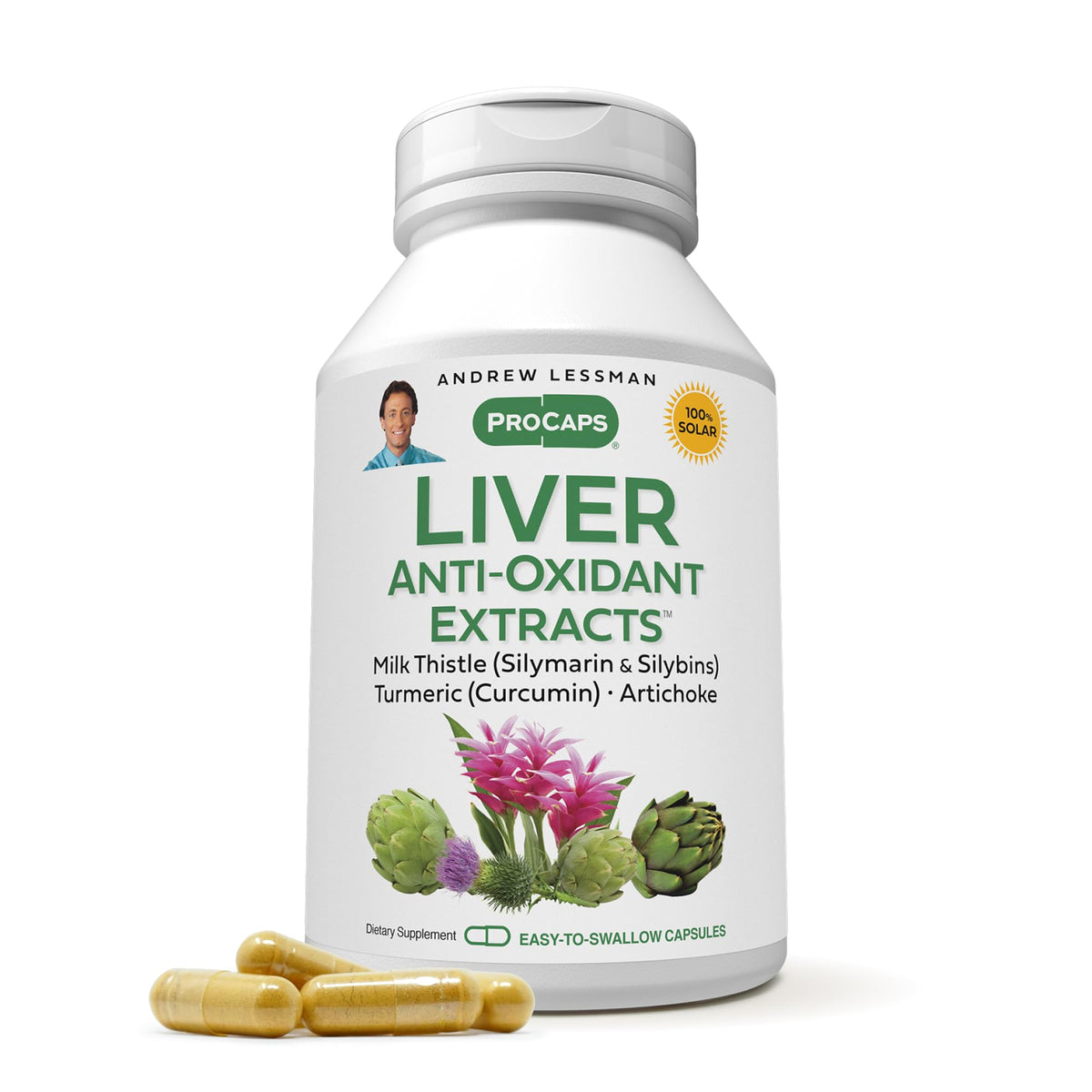 Flacon d'ANDREW LESSMAN Extraits Antioxydants du Foie 360 Capsules