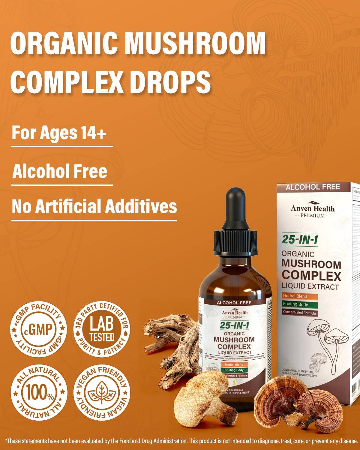 Flacon d'Anven Health sur un fond naturel