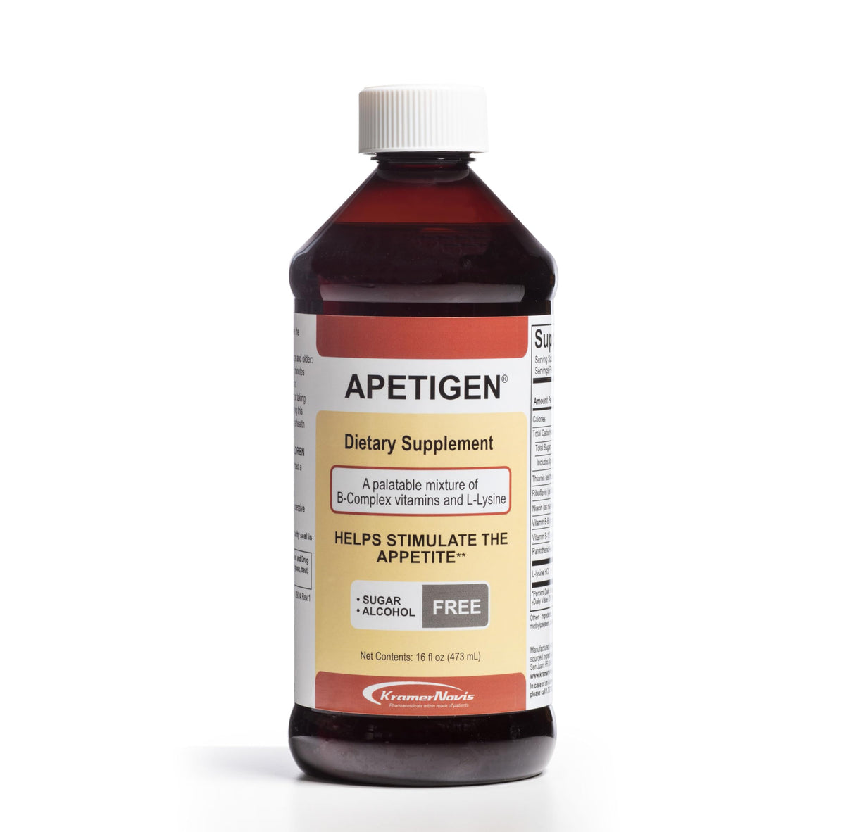 Flacon d'Apetigen Complément Alimentaire Liquide 16oz, saveur caramel