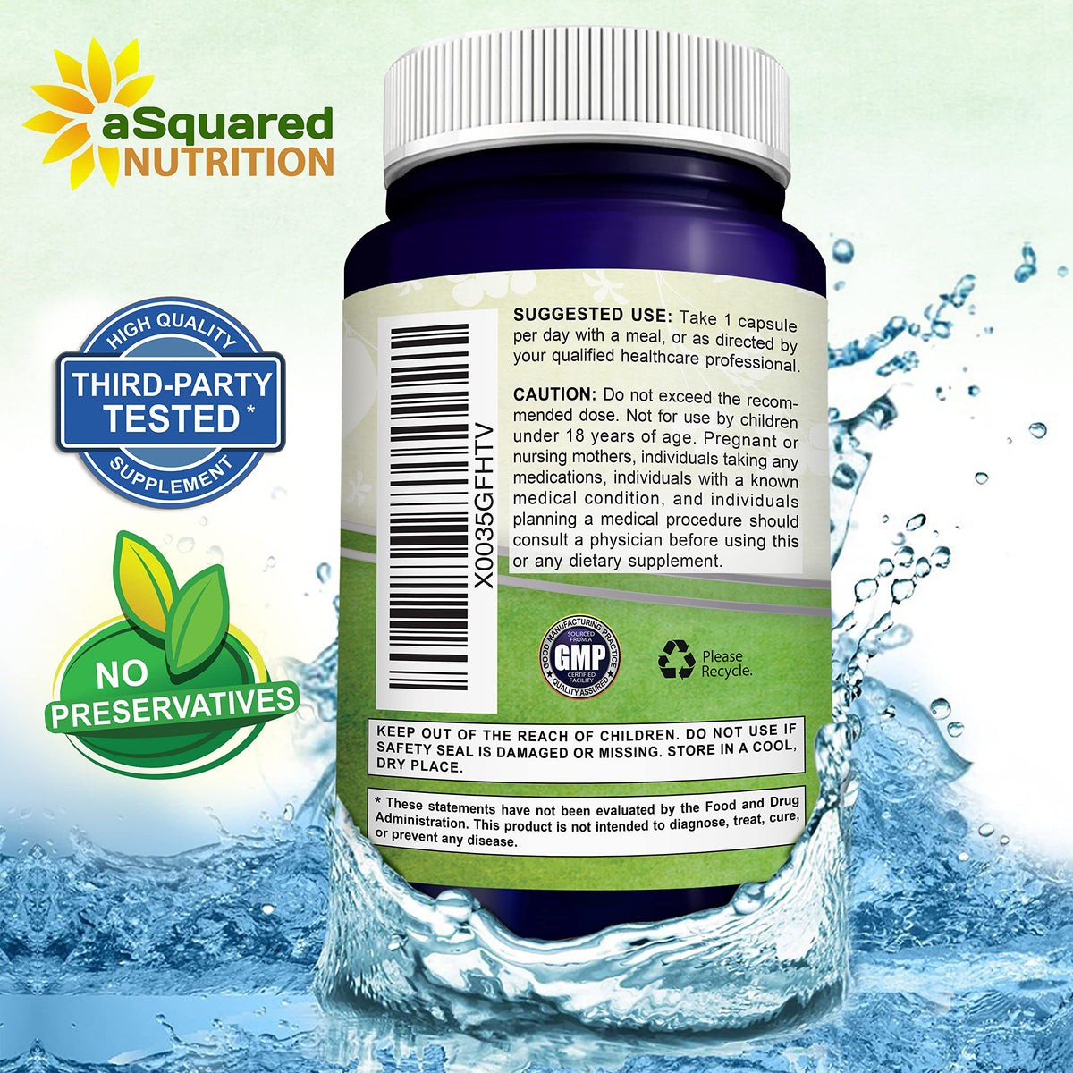 Flacon d'Apigenin 50mg et L-Theanine 200mg de aSquared Nutrition sur une table
