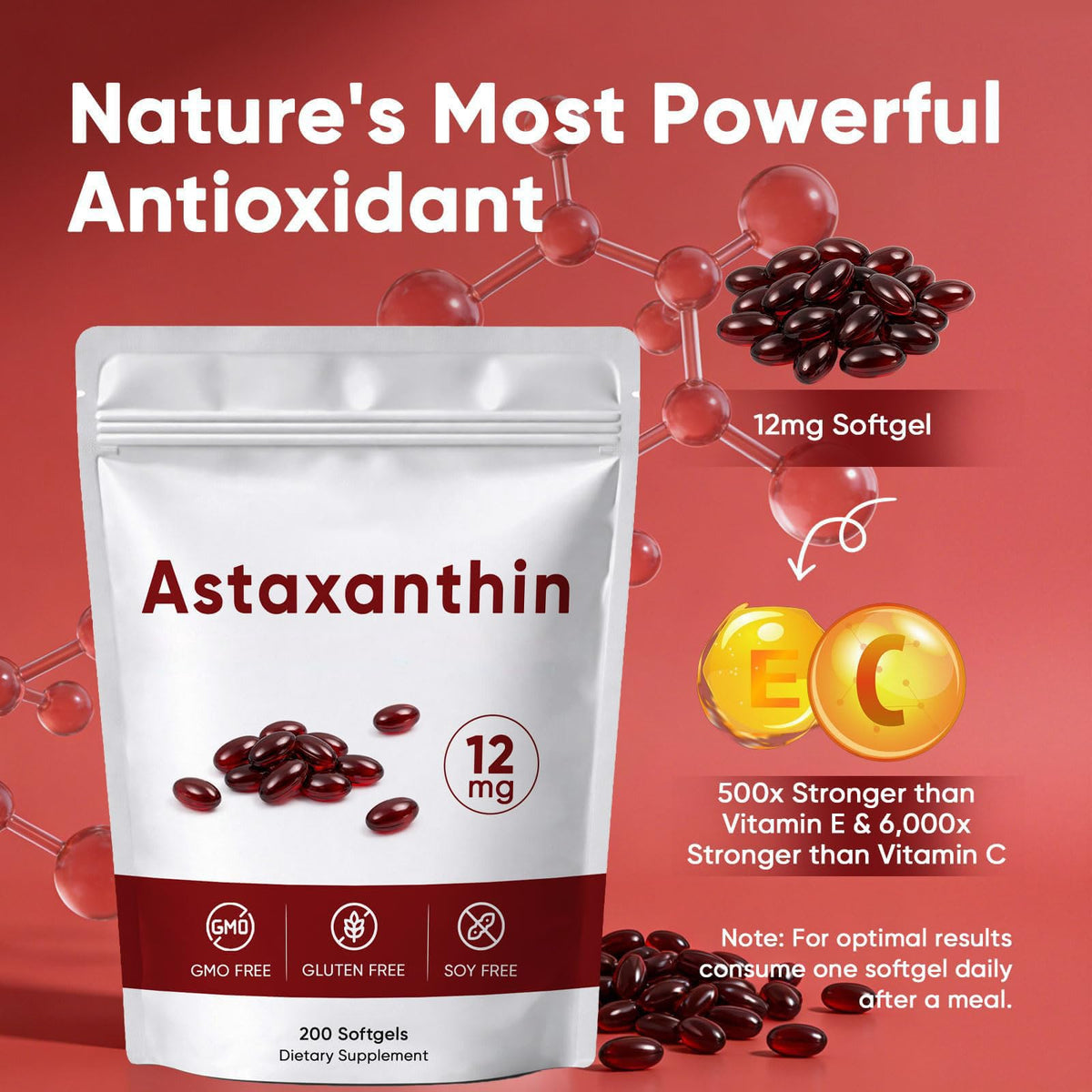Flacon d'Astaxanthin Awjsde sur une table