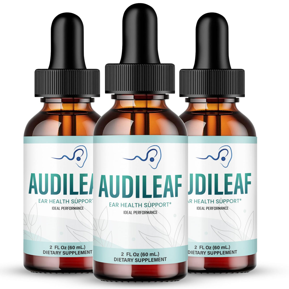 Flacon d'Audileaf Drops avec étiquette sur fond blanc