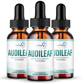 Flacon d'Audileaf Drops avec étiquette sur fond blanc