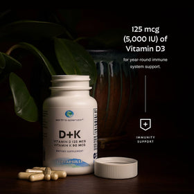 Flacon d'Earth's Splendor avec capsules de Vitamine D3 K2