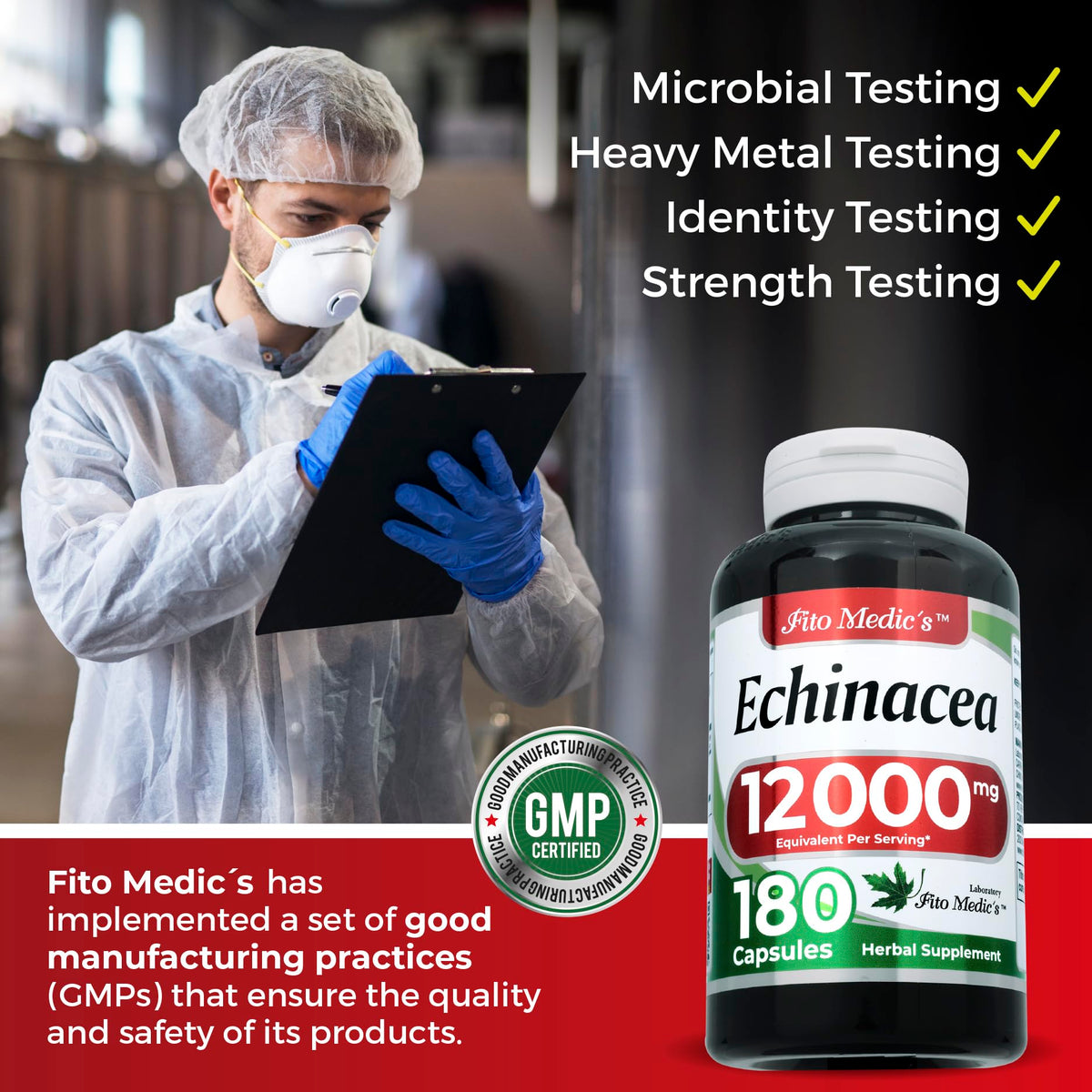 Flacon d'échinacée FITO MEDIC'S avec étiquette visible