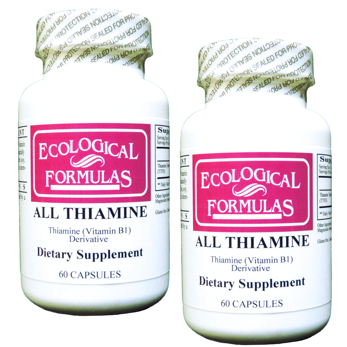 Flacon d'Ecological Formulas Vitamine B1 50 mg 120 capsules avant