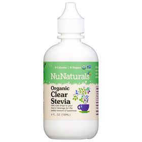 Flacon d'édulcorant liquide stevia bio Nunaturals 4oz, vue de face