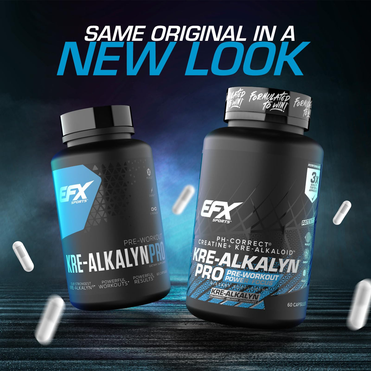 Flacon d'EFX Sports Kre-Alkalyn Pro avec capsules à l'intérieur