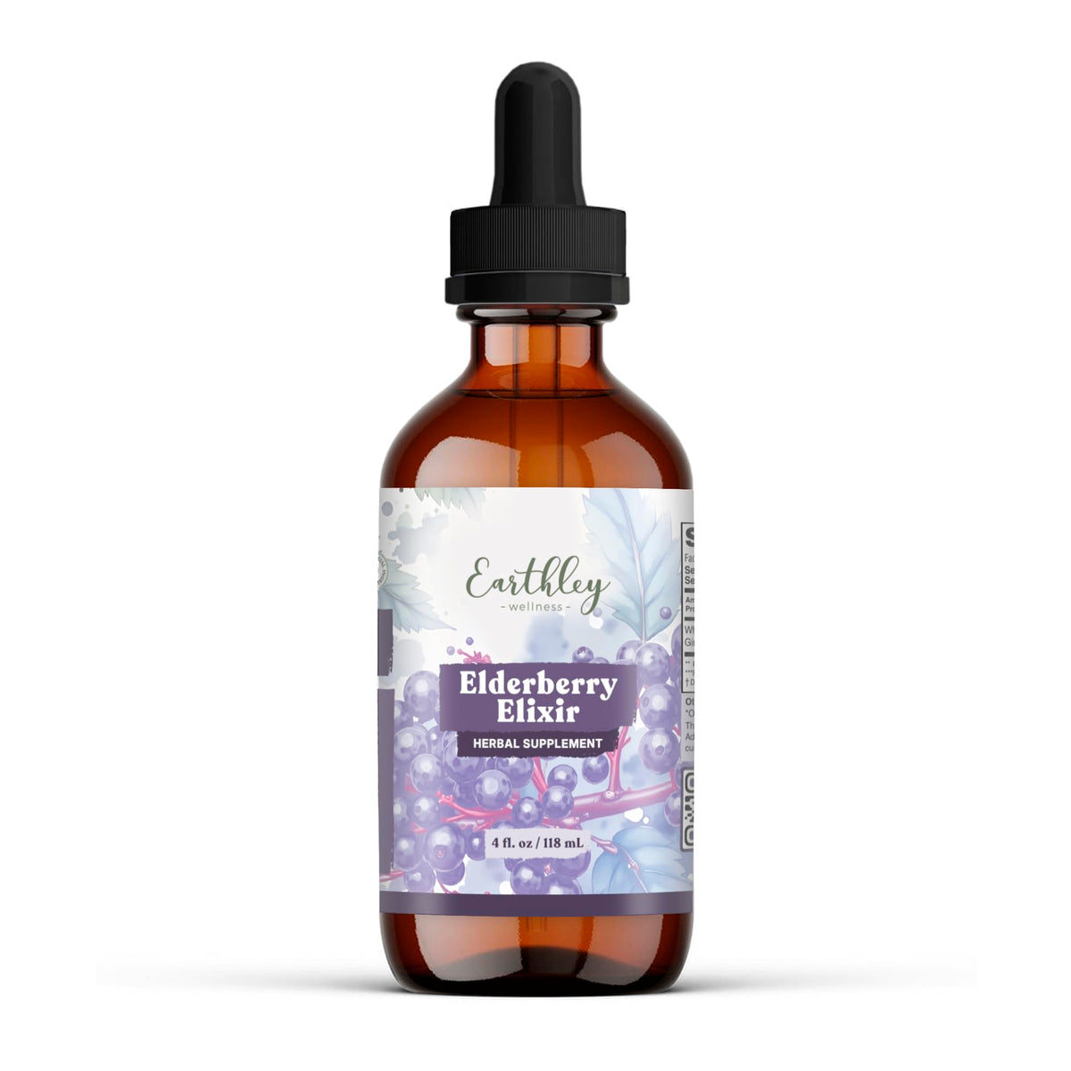 Flacon d'Élixir de Sureau Earthley Wellness 118 ml vue de face