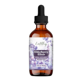 Flacon d'élixir de sureau Earthley Wellness 60 ml avec étiquette
