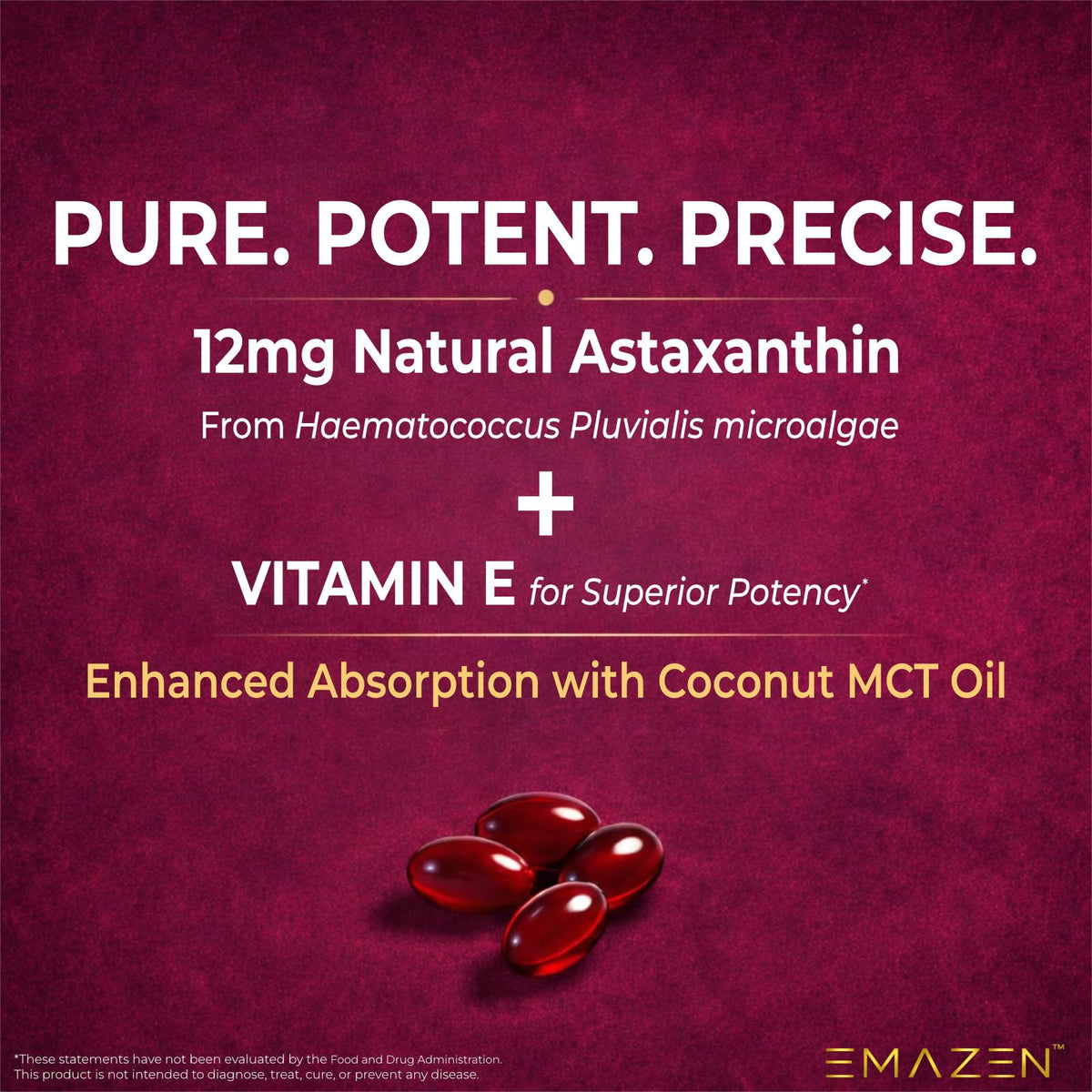 Flacon d'EMAZEN Astaxanthin avec arrière-plan naturel