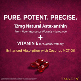 Flacon d'EMAZEN Astaxanthin avec arrière-plan naturel