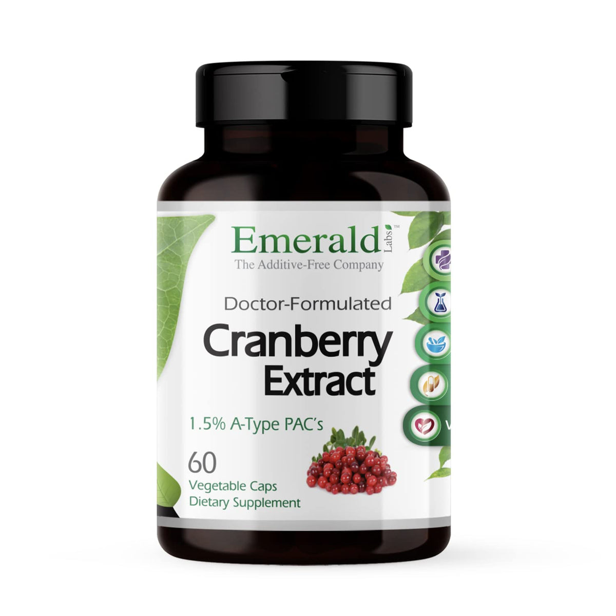 Flacon d'EMERALD LABS Extrait de Canneberge 60 capsules végétales