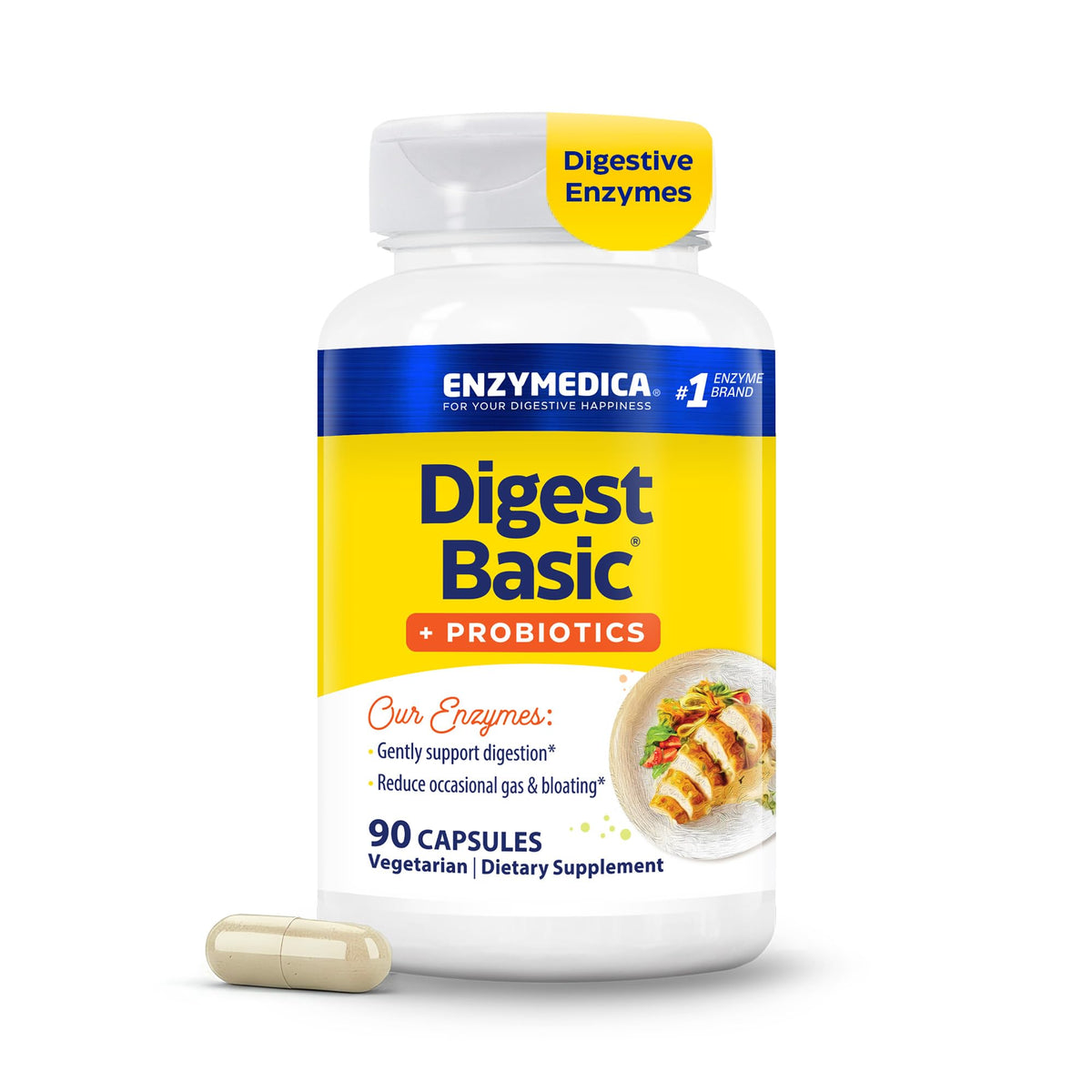 Flacon d'Enzymedica daily Basic + Probiotics 90 capsules