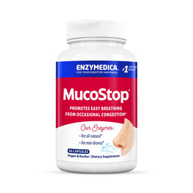 Flacon d'Enzymedica MucoStop 96 capsules vue de face