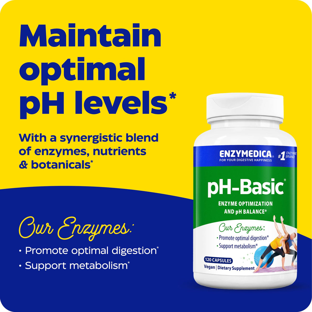Flacon d'Enzymedica pH-Basic avec capsules