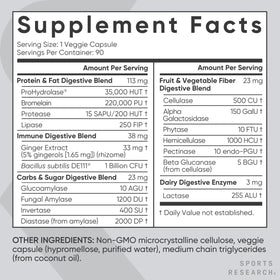 Flacon d'enzymes daily Sports Research avec étiquette visible