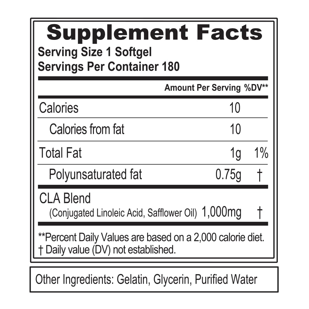 Flacon d'Evlution CLA 1000mg avec étiquette détaillant les ingrédients
