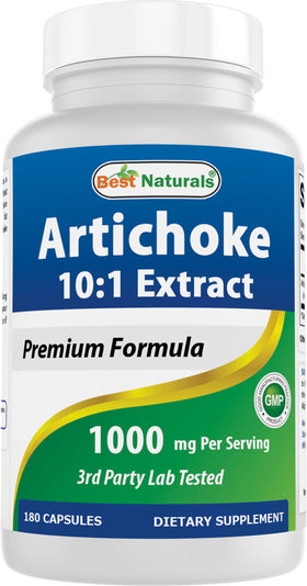 Flacon d'Extrait d'Artichaut Best Naturals 1000 mg, 180 capsules