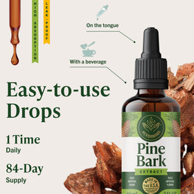 Flacon d'extrait d'écorce de pin HERBAMAMA en milieu naturel