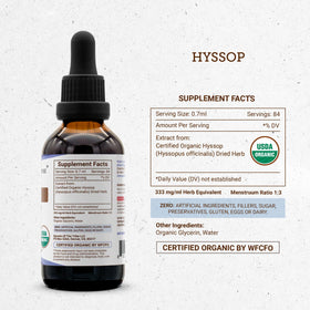 Flacon d'Extrait d'Hyssop Bio sur une table en bois