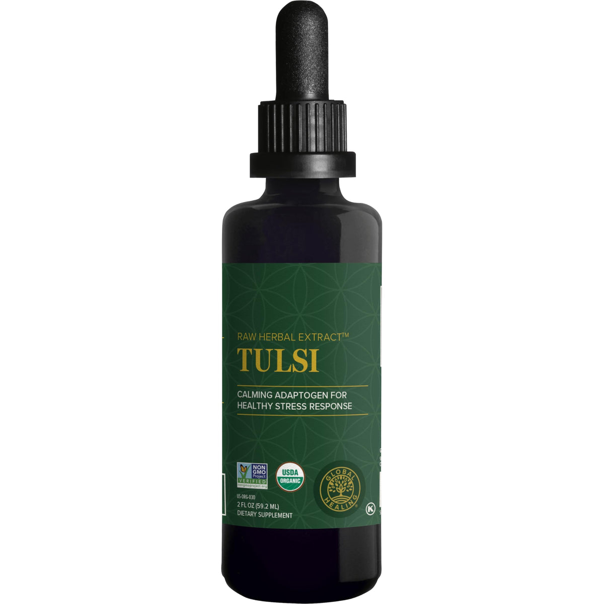 Flacon d'extrait de basilic sacré Tulsi 60 ml, vue de face