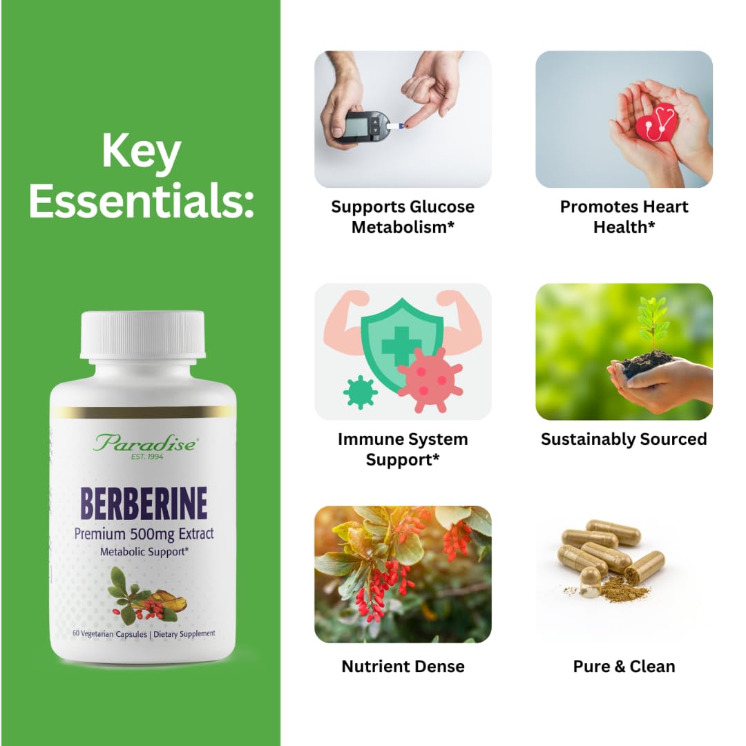 Flacon d'extrait de Berbérine Paradise Herbs de 60 capsules