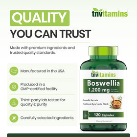 Flacon d'extrait de Boswellia tnvitamins avec arrière-plan naturel
