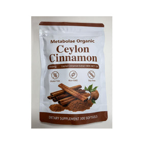 Flacon d'extrait de cannelle de Ceylan a balanced routine ouvert avec gélules
